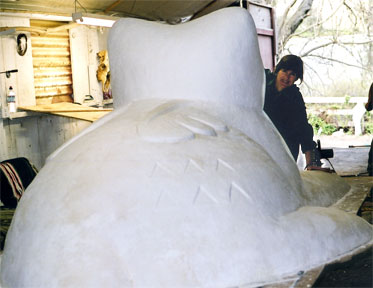 Sculpting a large cat for Sport Rock Intl.