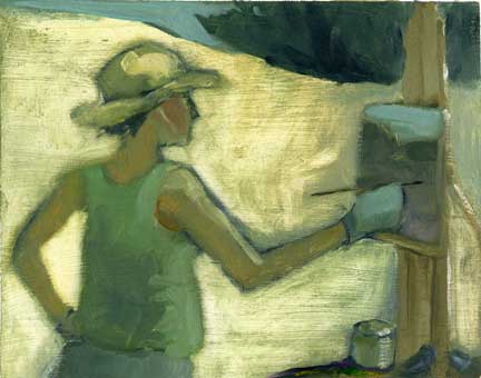 'Artist At Easel-plein air painter", small  study, oil painting by Paula Zima