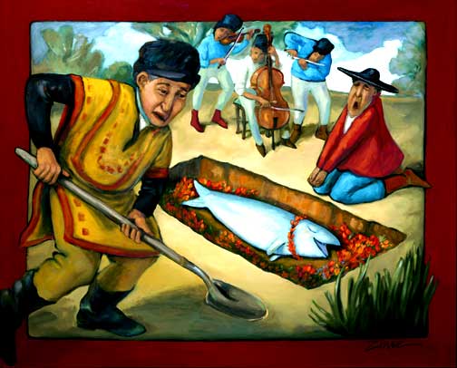 The Bribe, oil painting by Paula Zima, large image and comments.